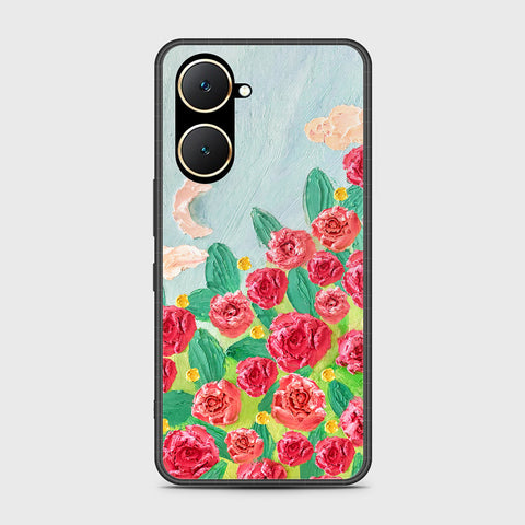Vivo Y03t Cover - Floral Series - Design 10 - Red & Green - HQ Ultra Shine Premium Infinity Glass Soft Silicon Borders Case