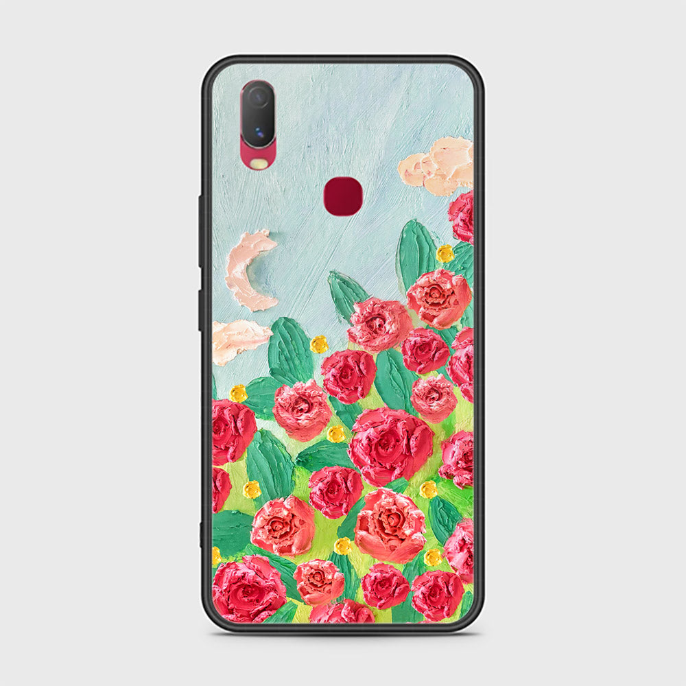 vivo Y11 (2019) Cover - Floral Series - Design 10 - Red & Green - HQ Ultra Shine Premium Infinity Glass Soft Silicon Borders Case