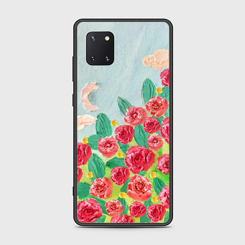Samsung Galaxy Note 10 Lite Cover - Floral Series - Design 10 - Red & Green - HQ Ultra Shine Premium Infinity Glass Soft Silicon Borders Case