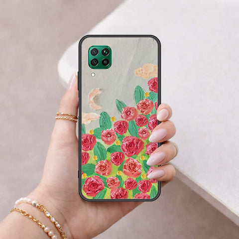 Huawei Nova 7i Cover - Floral Series 4 - HQ Ultra Shine Premium Infinity Glass Soft Silicon Borders Case