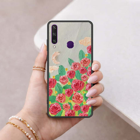 Huawei Y6p Cover - Floral Series 4 - HQ Ultra Shine Premium Infinity Glass Soft Silicon Borders Case