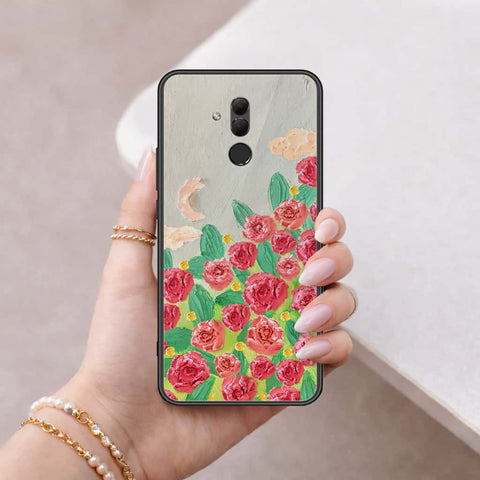 Huawei Mate 20 Lite Cover - Floral Series 4 - HQ Ultra Shine Premium Infinity Glass Soft Silicon Borders Case