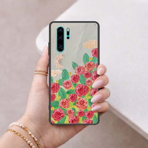 Huawei P30 Pro Cover - Floral Series 4 - HQ Ultra Shine Premium Infinity Glass Soft Silicon Borders Case