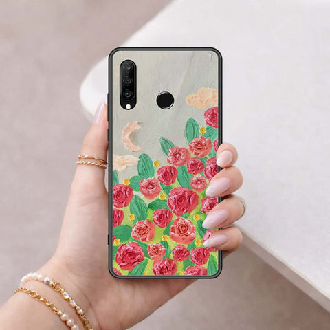 Huawei P30 lite Cover - Floral Series 4 - HQ Ultra Shine Premium Infinity Glass Soft Silicon Borders Case
