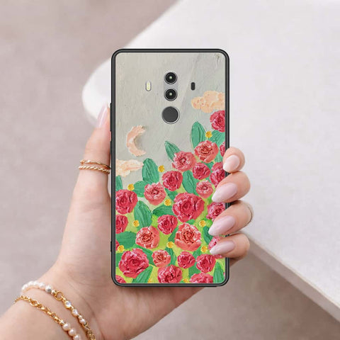 Huawei Mate 10 Pro Cover - Floral Series 4 - HQ Ultra Shine Premium Infinity Glass Soft Silicon Borders Case
