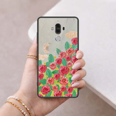 Huawei Mate 9 Cover - Floral Series 4 - HQ Ultra Shine Premium Infinity Glass Soft Silicon Borders Case