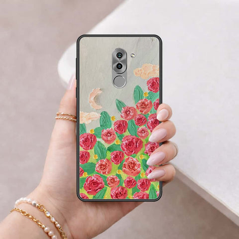 Huawei Honor 6X Cover - Floral Series 4 - HQ Ultra Shine Premium Infinity Glass Soft Silicon Borders Case