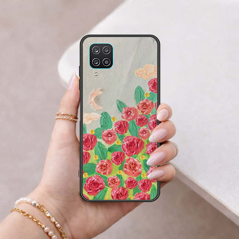 Samsung Galaxy A12 Cover - Floral Series 4 - HQ Ultra Shine Premium Infinity Glass Soft Silicon Borders Case