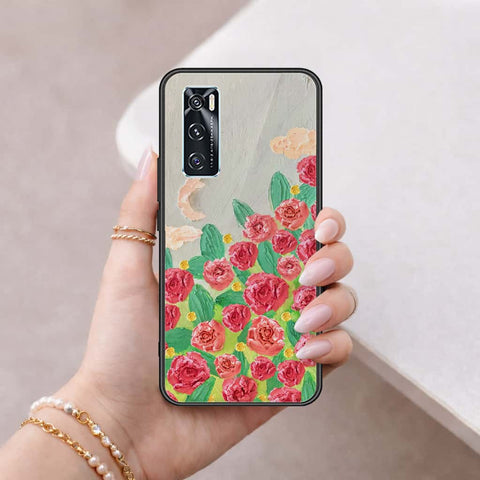 Vivo V20 SE Cover - Floral Series 4 - HQ Ultra Shine Premium Infinity Glass Soft Silicon Borders Case