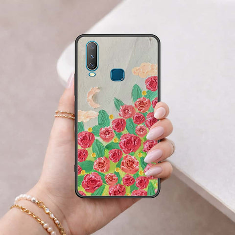 Vivo Y15 Cover - Floral Series 4 - HQ Ultra Shine Premium Infinity Glass Soft Silicon Borders Case