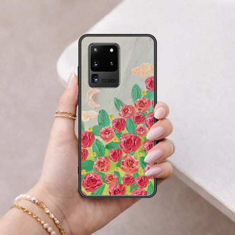 Samsung Galaxy S20 Ultra Cover - Floral Series 4 - HQ Ultra Shine Premium Infinity Glass Soft Silicon Borders Case