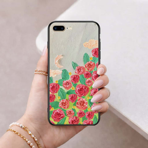 iPhone 8 Plus / 7 Plus - Floral Series 4 - HQ Ultra Shine Premium Infinity Glass Soft Silicon Borders Case