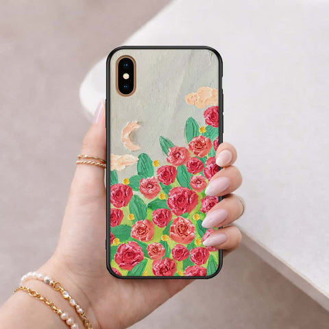 iPhone XS Max - Floral Series 4 - HQ Ultra Shine Premium Infinity Glass Soft Silicon Borders Case