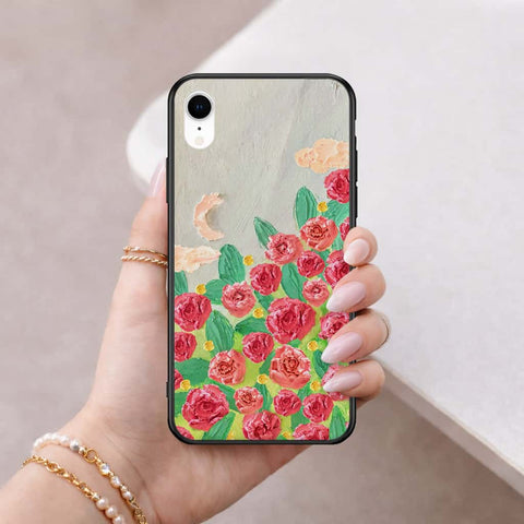 iPhone XR - Floral Series 4 - HQ Ultra Shine Premium Infinity Glass Soft Silicon Borders Case