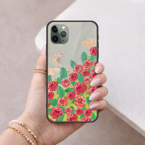 iPhone 11 Pro Max - Floral Series 4 - HQ Ultra Shine Premium Infinity Glass Soft Silicon Borders Case