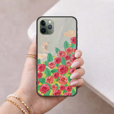 iPhone 11 Pro - Floral Series 4 - HQ Ultra Shine Premium Infinity Glass Soft Silicon Borders Case