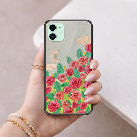 iPhone 11 - Floral Series 4 - HQ Ultra Shine Premium Infinity Glass Soft Silicon Borders Case