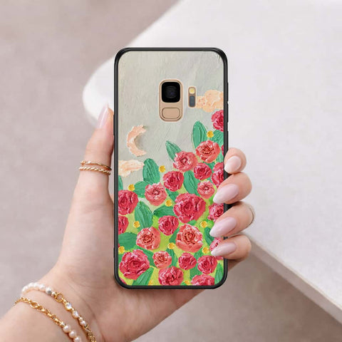 Samsung Galaxy S9 Cover - Floral Series 4 - HQ Ultra Shine Premium Infinity Glass Soft Silicon Borders Case