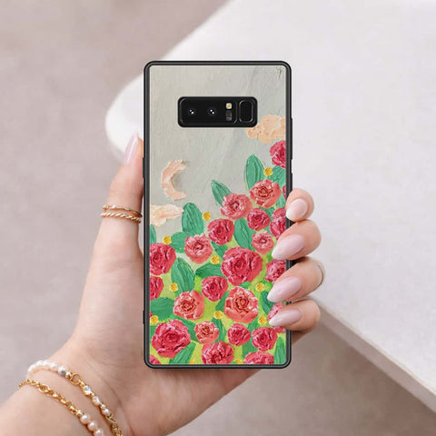 Samsung Galaxy Note 8 Cover - Floral Series 4 - HQ Ultra Shine Premium Infinity Glass Soft Silicon Borders Case