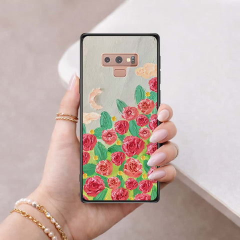 Samsung Galaxy Note 9 Cover - Floral Series 4 - HQ Ultra Shine Premium Infinity Glass Soft Silicon Borders Case