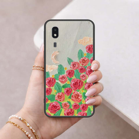 Samsung Galaxy A2 Core Cover - Floral Series 4 - HQ Ultra Shine Premium Infinity Glass Soft Silicon Borders Case