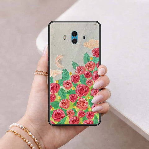 Huawei Mate 10 Cover - Floral Series 4 - HQ Ultra Shine Premium Infinity Glass Soft Silicon Borders Case