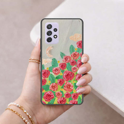 Samsung Galaxy A72 Cover - Floral Series 4 - HQ Ultra Shine Premium Infinity Glass Soft Silicon Borders Case