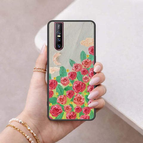 Vivo V15 Pro Cover - Floral Series 4 - HQ Ultra Shine Premium Infinity Glass Soft Silicon Borders Case