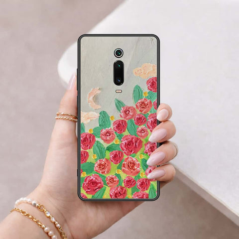 Xiaomi Mi 9T Cover - Floral Series 4 - HQ Ultra Shine Premium Infinity Glass Soft Silicon Borders Case