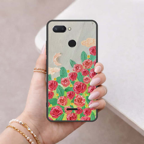 Xiaomi Redmi 6 Cover - Floral Series 4 - HQ Ultra Shine Premium Infinity Glass Soft Silicon Borders Case