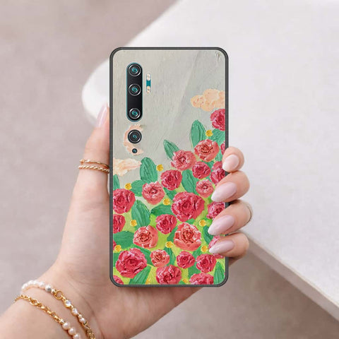 Xiaomi Mi CC9 Pro Cover - Floral Series 4 - HQ Ultra Shine Premium Infinity Glass Soft Silicon Borders Case