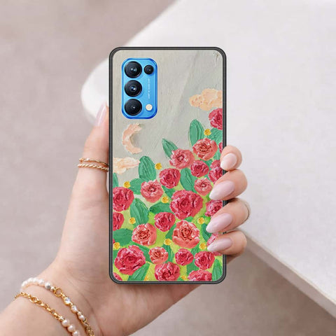 Oppo Reno 5 Pro 5G Cover - Floral Series 4 - HQ Ultra Shine Premium Infinity Glass Soft Silicon Borders Case