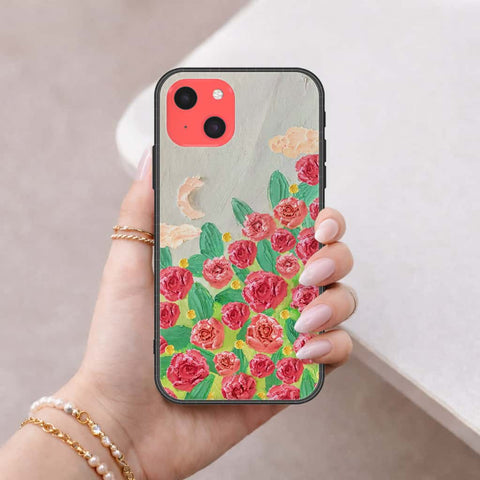 iPhone 13 Mini Cover - Floral Series 4 - HQ Ultra Shine Premium Infinity Glass Soft Silicon Borders Case