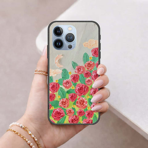 iPhone 13 Pro Cover - Floral Series 4 - HQ Ultra Shine Premium Infinity Glass Soft Silicon Borders Case