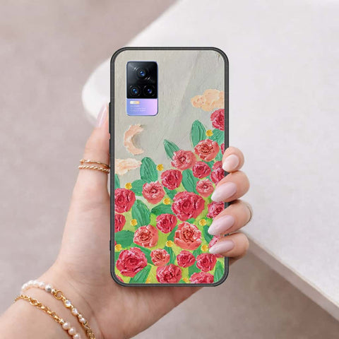Vivo V21e Cover - Floral Series 4 - HQ Ultra Shine Premium Infinity Glass Soft Silicon Borders Case