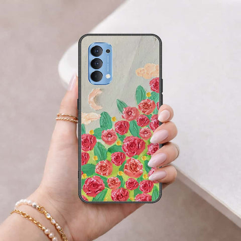 Oppo Reno 4 Cover - Floral Series 4 - HQ Ultra Shine Premium Infinity Glass Soft Silicon Borders Case