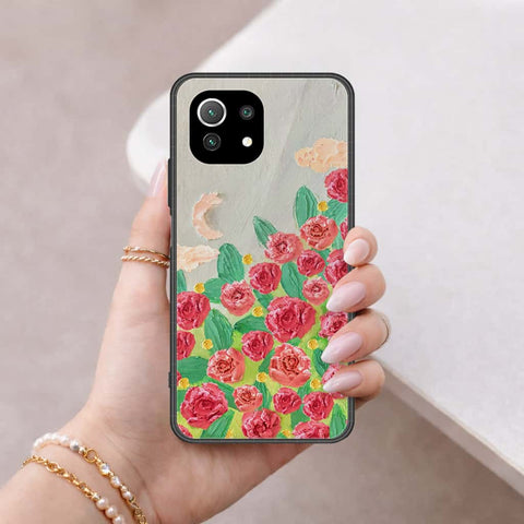 Xiaomi Mi 11 Lite Cover - Floral Series 4 - HQ Ultra Shine Premium Infinity Glass Soft Silicon Borders Case