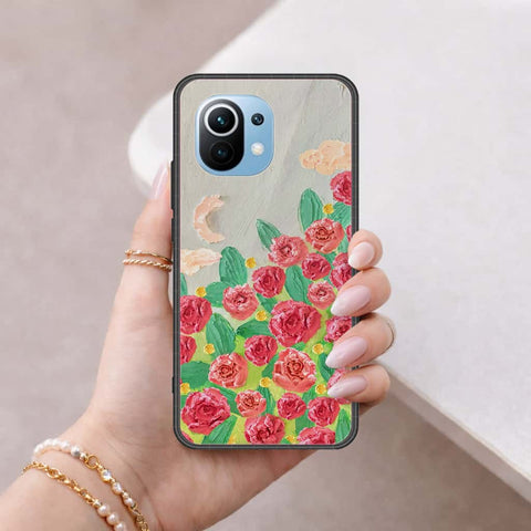 Xiaomi Mi 11 Cover - Floral Series 4 - HQ Ultra Shine Premium Infinity Glass Soft Silicon Borders Case