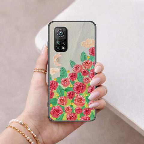 Xiaomi Mi 10T Cover - Floral Series 4 - HQ Ultra Shine Premium Infinity Glass Soft Silicon Borders Case