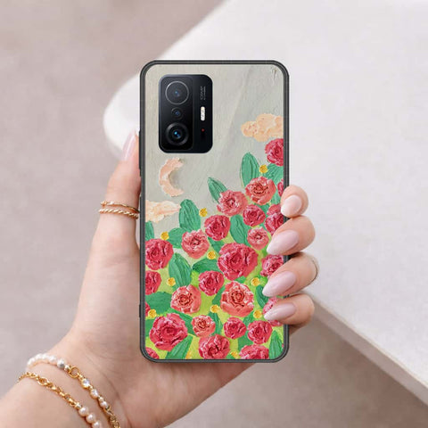 Xiaomi 11T Cover - Floral Series 4 - HQ Ultra Shine Premium Infinity Glass Soft Silicon Borders Case