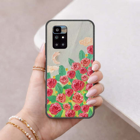 Xiaomi Redmi 10 Cover - Floral Series 4 - HQ Ultra Shine Premium Infinity Glass Soft Silicon Borders Case
