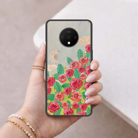 OnePlus 7T Cover - Floral Series 4 - HQ Ultra Shine Premium Infinity Glass Soft Silicon Borders Case