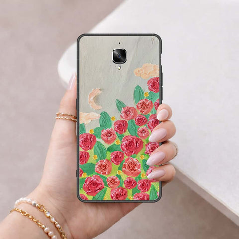 OnePlus 3 Cover - Floral Series 4 - HQ Ultra Shine Premium Infinity Glass Soft Silicon Borders Case