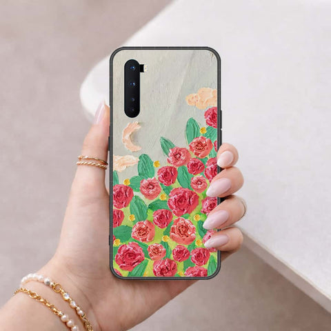 OnePlus Nord Cover - Floral Series 4 - HQ Ultra Shine Premium Infinity Glass Soft Silicon Borders Case