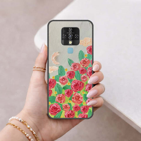 Tecno Camon 16 Cover - Floral Series 4 - HQ Ultra Shine Premium Infinity Glass Soft Silicon Borders Case
