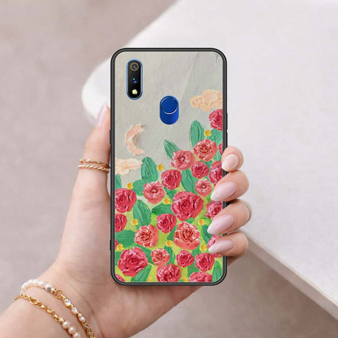 Realme 3 Pro Cover - Floral Series 4 - HQ Ultra Shine Premium Infinity Glass Soft Silicon Borders Case