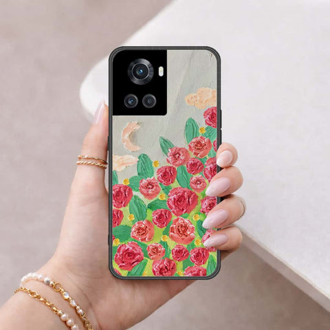 OnePlus 10R Cover - Floral Series 4 - HQ Ultra Shine Premium Infinity Glass Soft Silicon Borders Case
