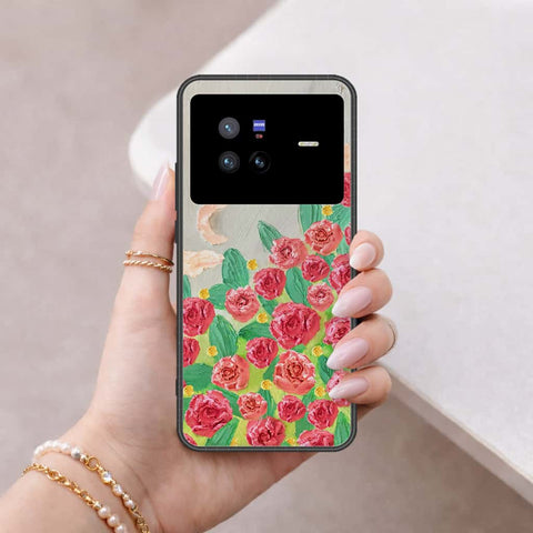 Vivo X80 Cover - Floral Series 4 - HQ Ultra Shine Premium Infinity Glass Soft Silicon Borders Case