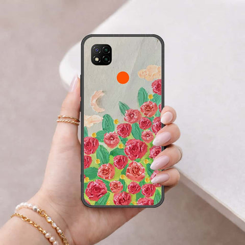 Xiaomi Redmi 9C Cover - Floral Series 4 - HQ Ultra Shine Premium Infinity Glass Soft Silicon Borders Case