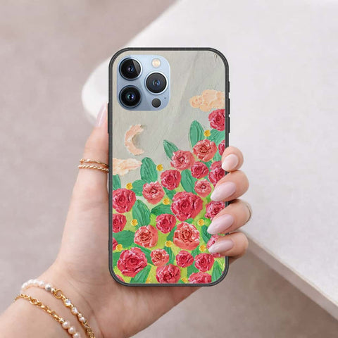iPhone 14 Pro Max Cover - Floral Series 4 - HQ Ultra Shine Premium Infinity Glass Soft Silicon Borders Case